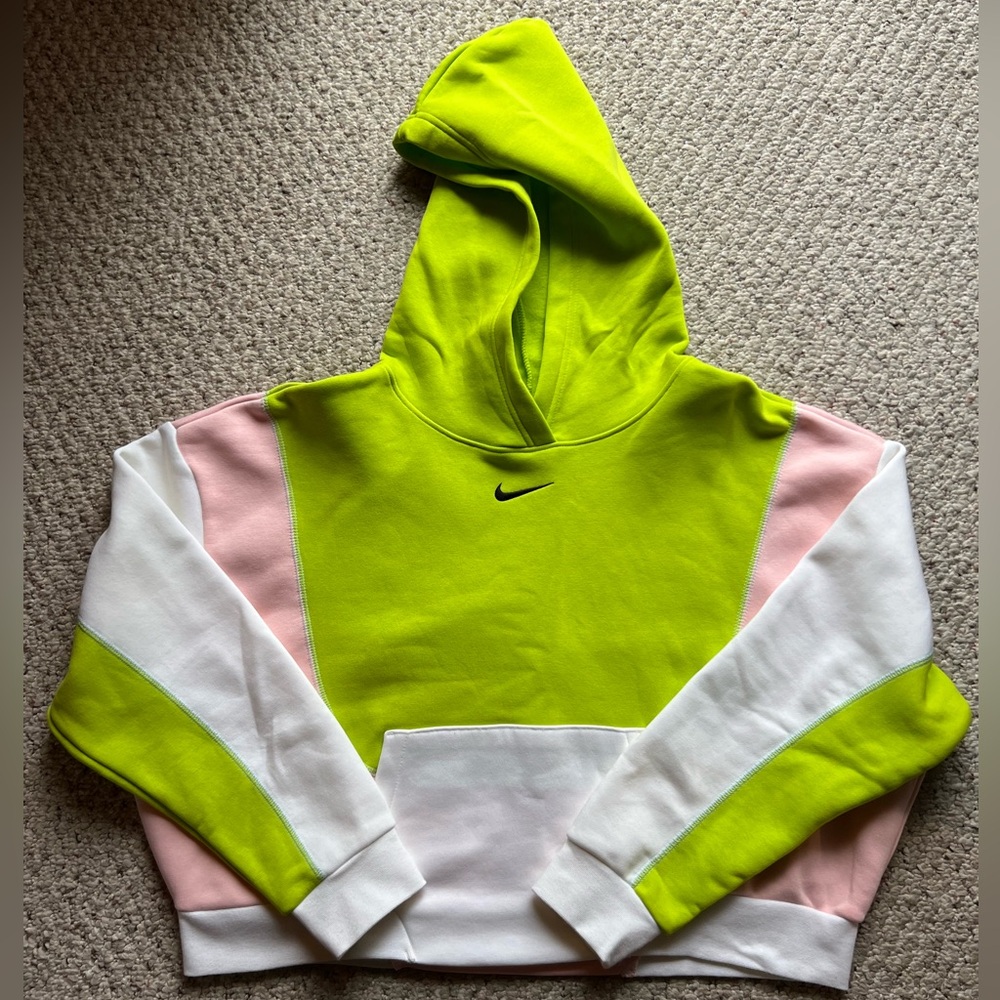 Nike Neon Green Pullover Hoodie with Black Swoosh